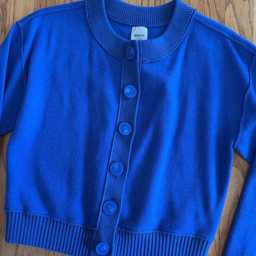 Maeve Royal Blue Knit Cardigan Sweater - Picture 3 of 4